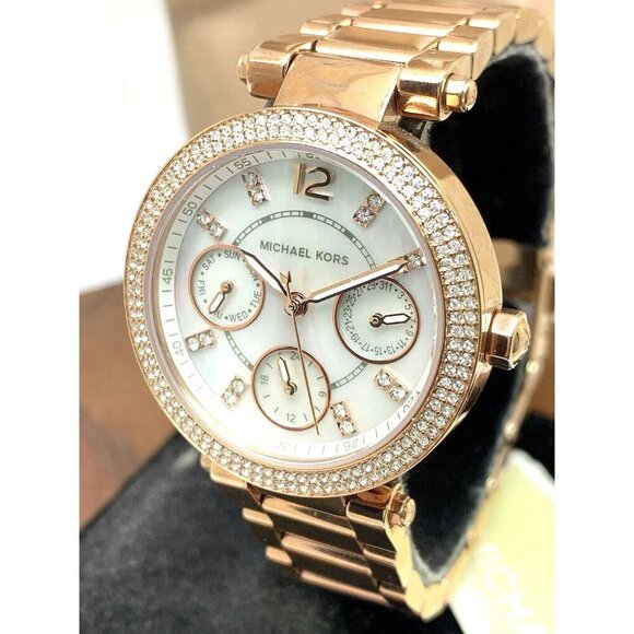Michael Kors Women's Watch MK5616 Parker Quartz Mother of Pearl Rose Gold Steel - Picture 1 of 14